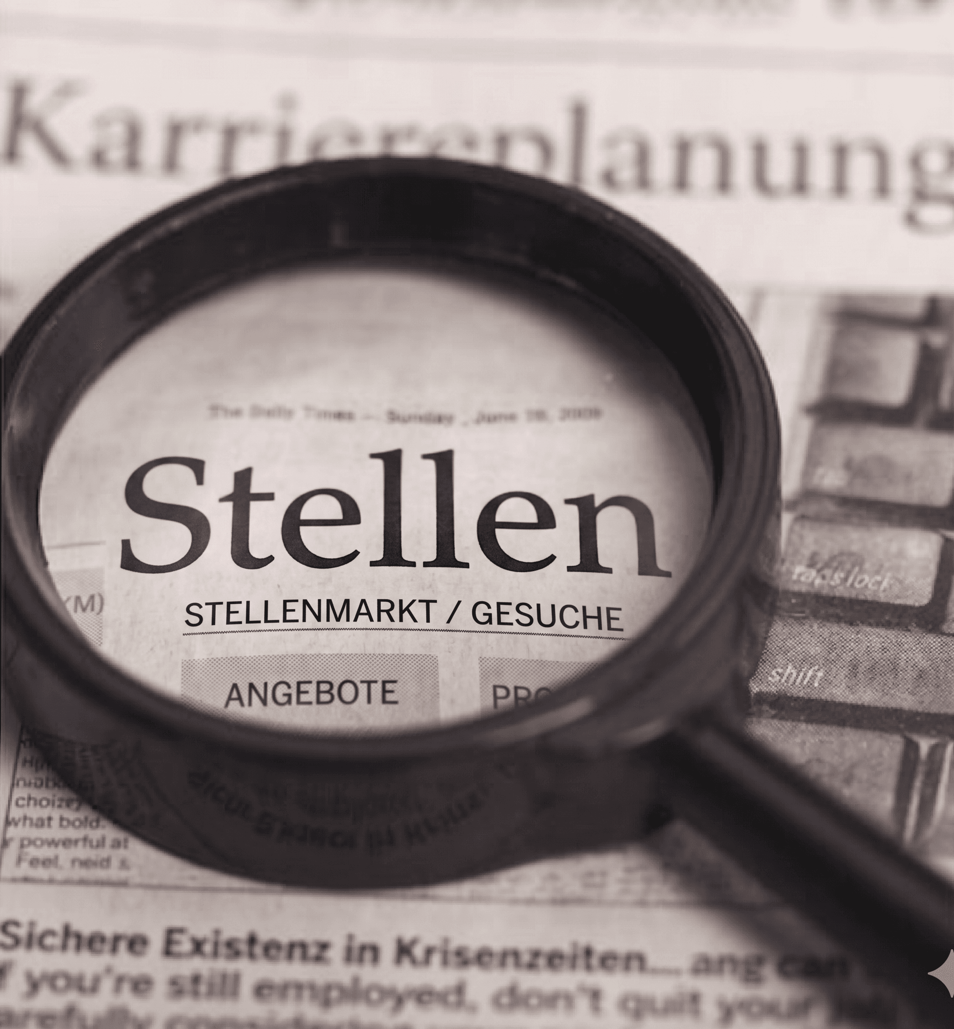 Lupe auf Stellenmarkt-Zeitung